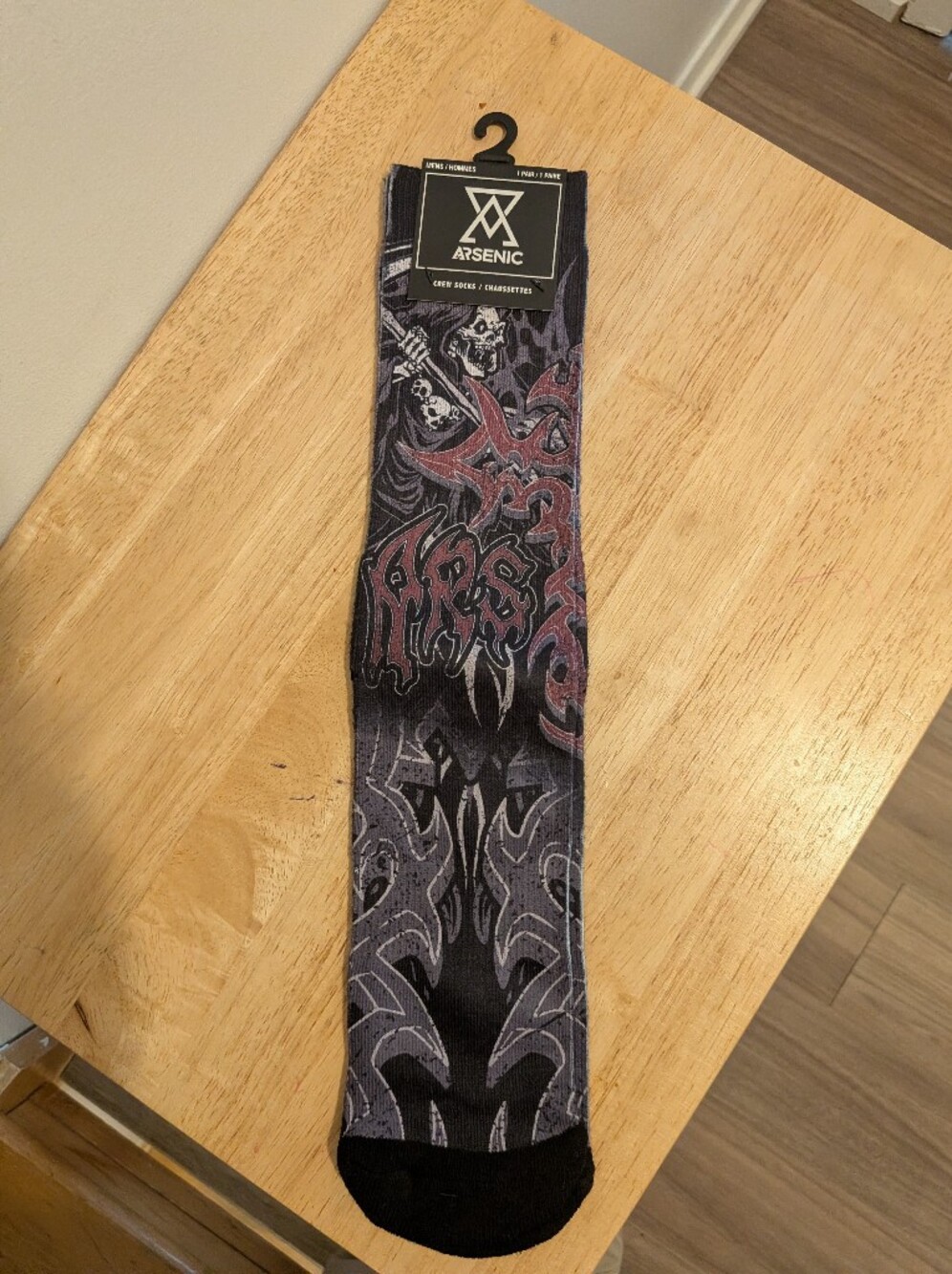 Men's Black & Gray Graphic Crew Socks